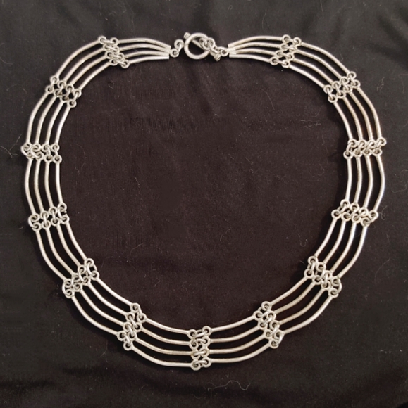 Vintage Gorgeous Sterling Silver Multi-Linked Oversized Necklace - Picture 6 of 6